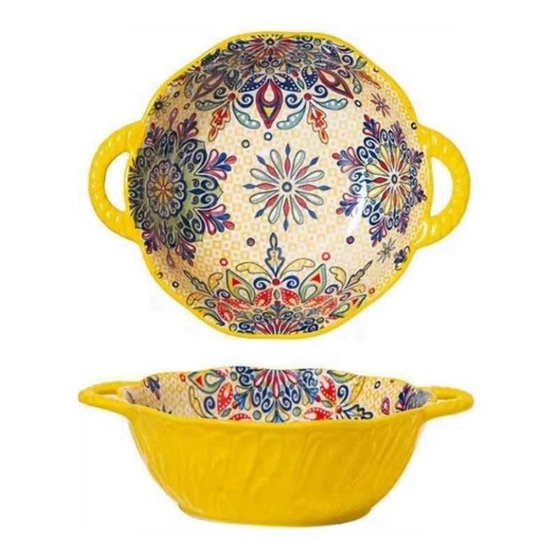 1L Hand Painted Ceramic Bowl: Elegance and Handcrafted Quality