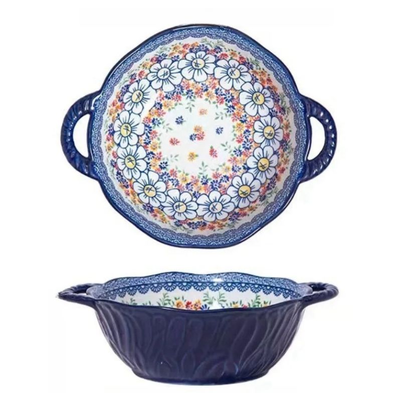 1L Hand Painted Ceramic Bowl: Elegance and Handcrafted Quality