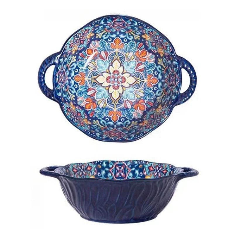 1L Hand Painted Ceramic Bowl: Elegance and Handcrafted Quality