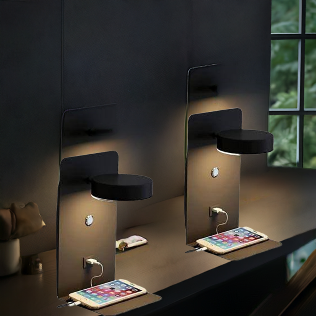 Arandela Apoio Cabeceira Com Carregamento USB Celular Hoteis, Quartos