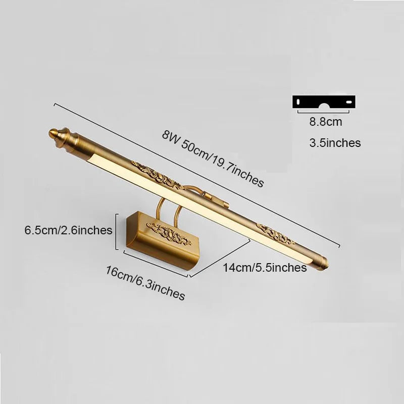 Arandela Linear Vintage Led 8W 50CM Luminária de Parede Bronze Art Decor