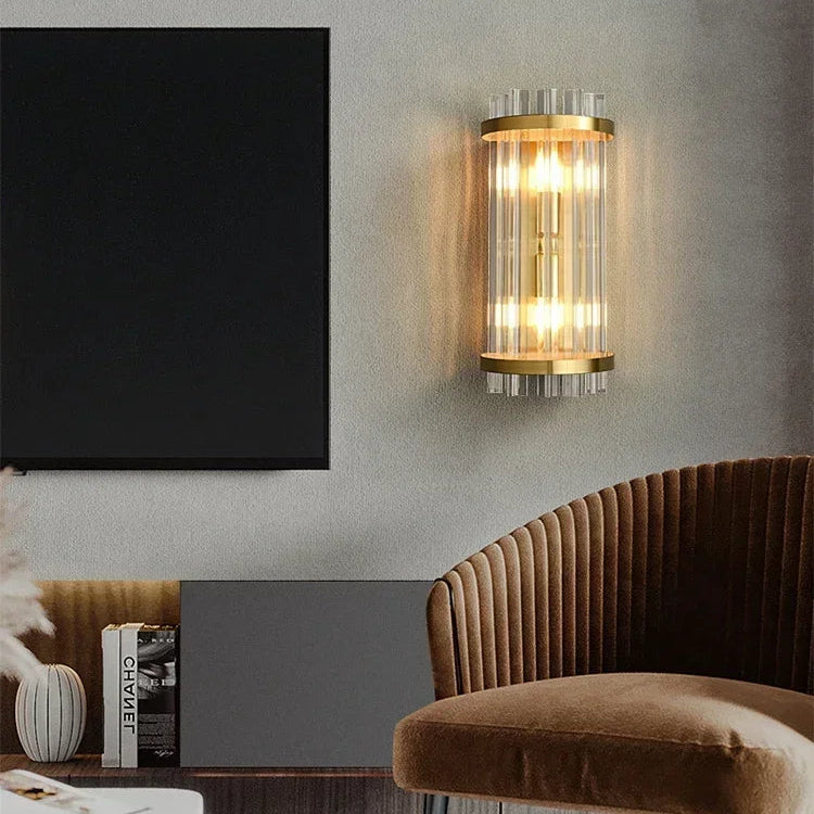 Arandela de Cristal Golden – Iluminação Sofisticada Art Deco