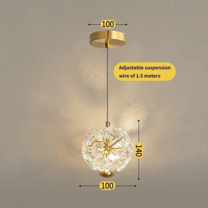 Pendente Safira Dourado Lustre Cristal