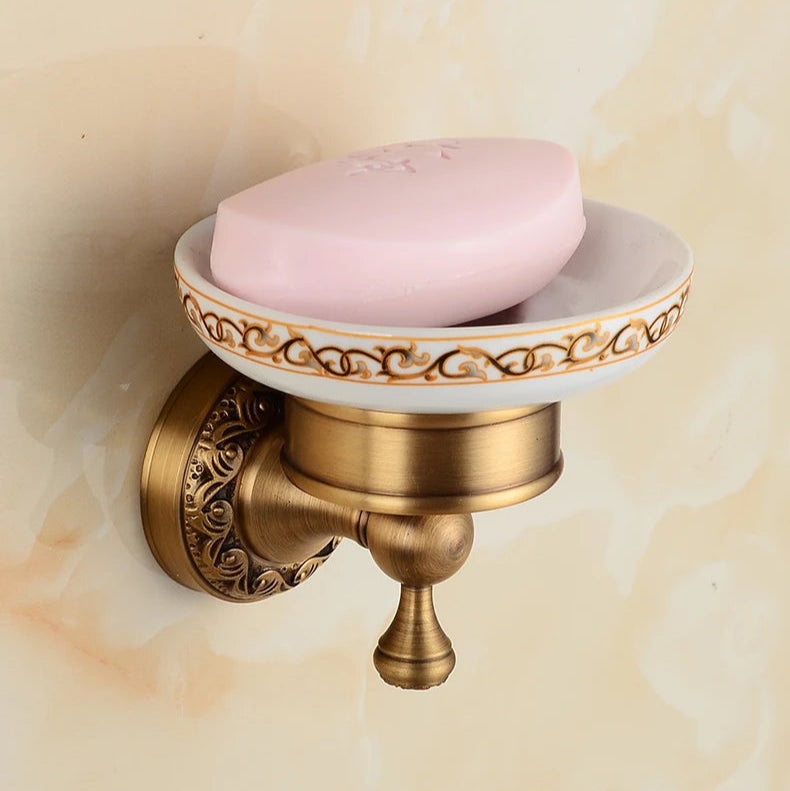 Saboneteira de Parede Vintage Bronze e Preto