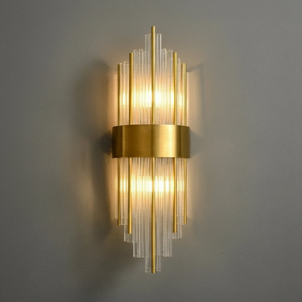 Arandela de Cristal Golden – Iluminação Sofisticada Art Deco