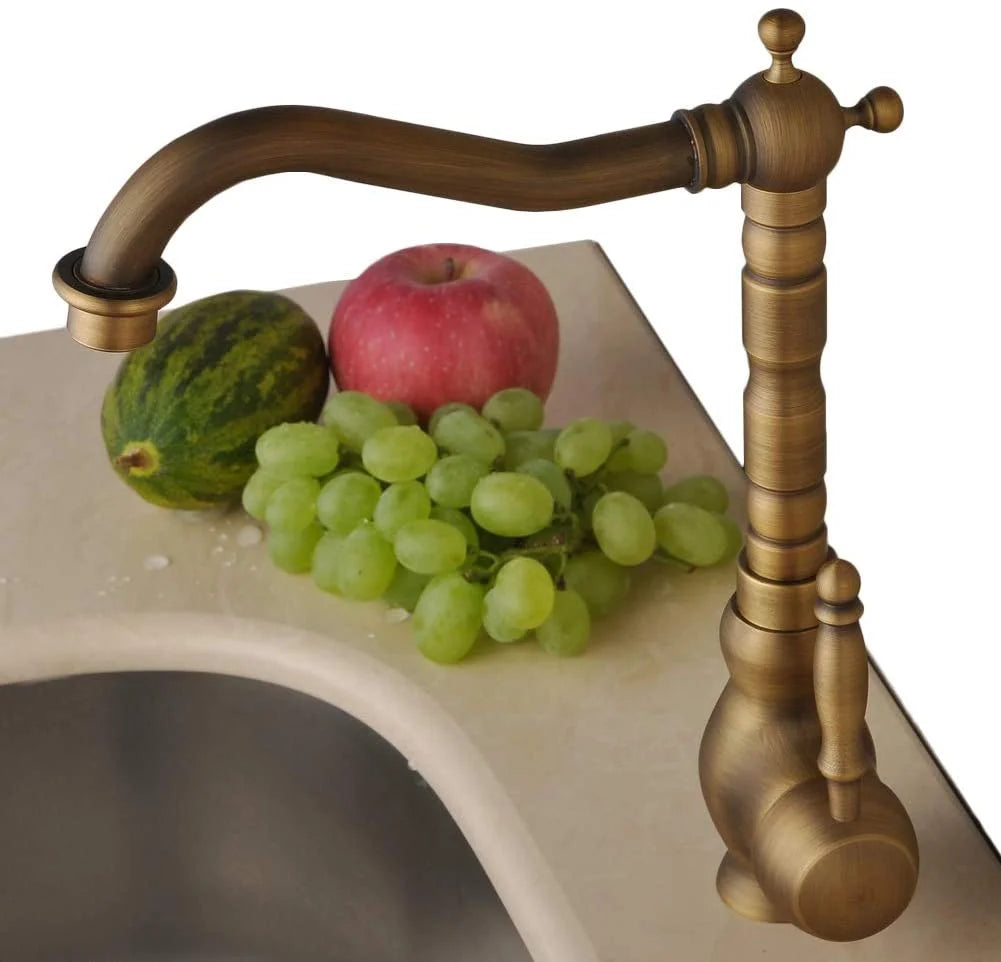 Torneira 360° Vintage de Bancada – Bronze Clássico com Dupla Alça