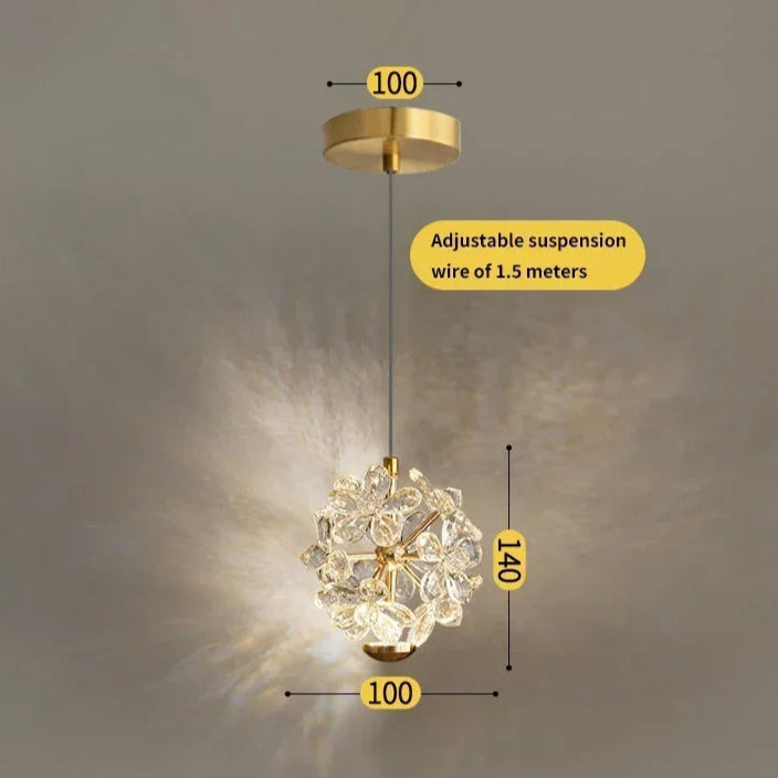 Pendente Safira Dourado Lustre Cristal