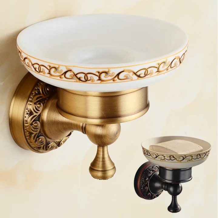 Saboneteira de Parede Vintage Bronze e Preto