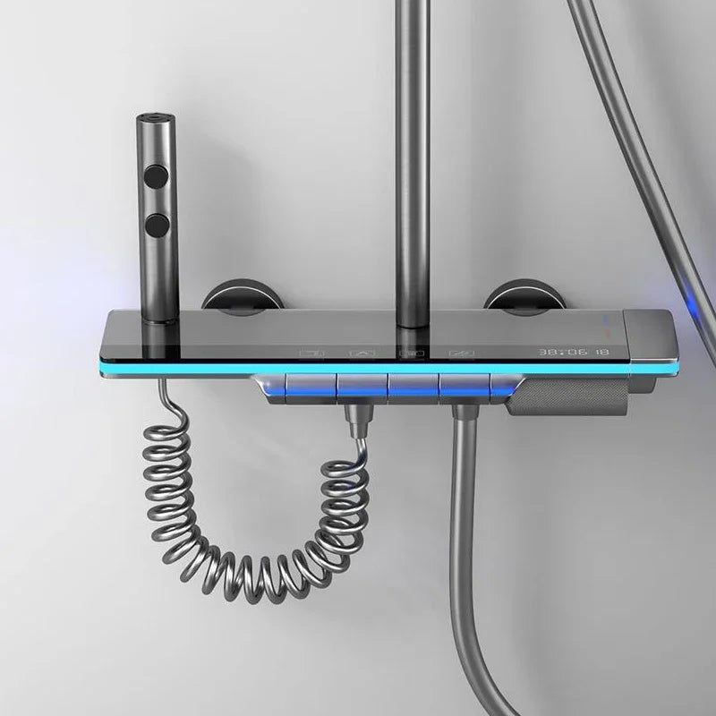Wall Mounted Shower Head for Bathroom, LED Digital Panel Mixer