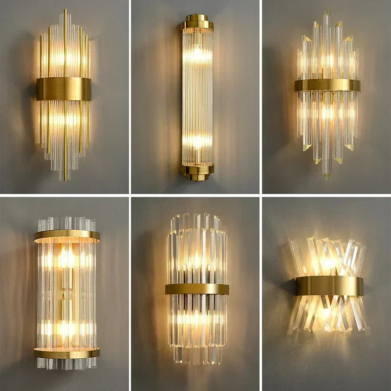 Arandela de Cristal Golden – Iluminação Sofisticada Art Deco
