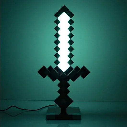 Luminaria de Mesa Espada Minecraft Com Base Recarregável