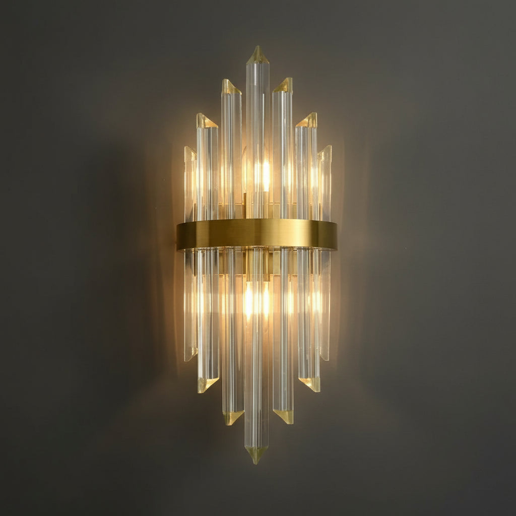 Arandela de Cristal Golden – Iluminação Sofisticada Art Deco