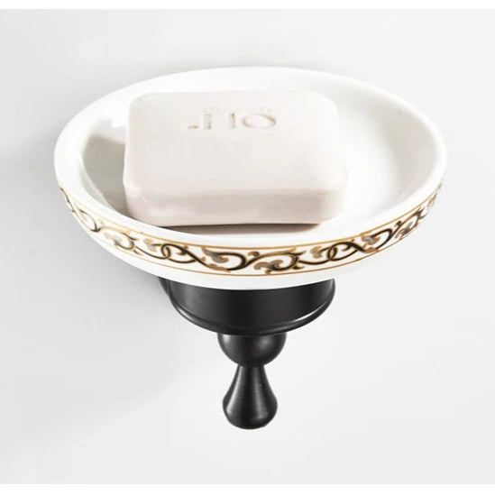 Saboneteira de Parede Vintage Bronze e Preto