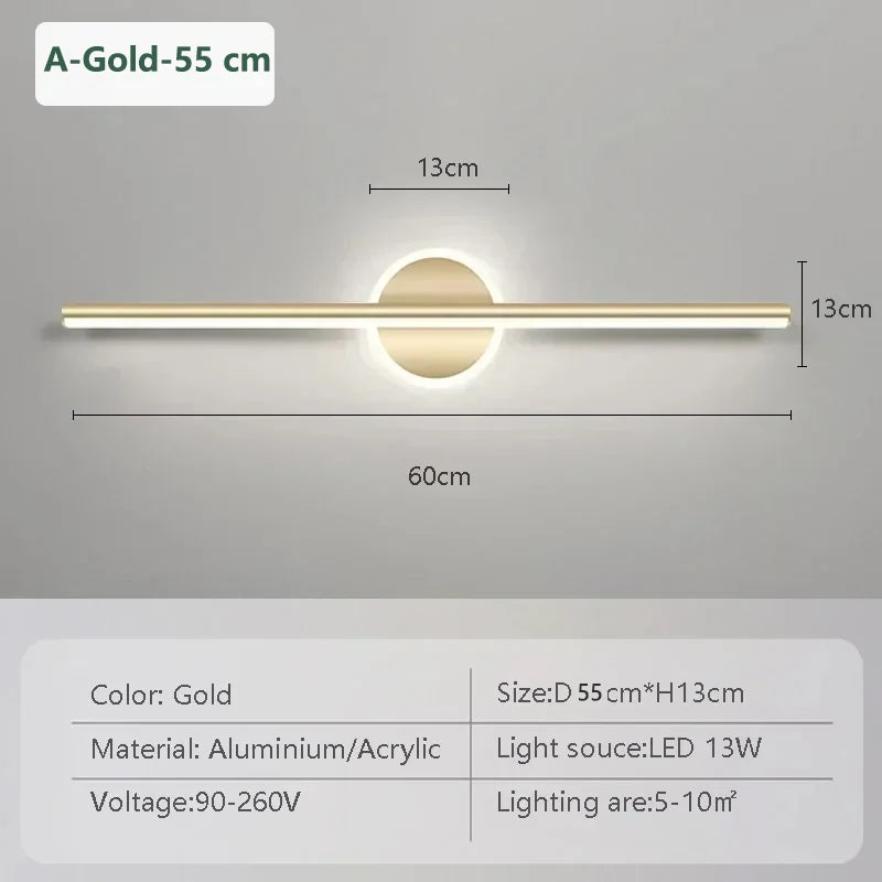 Arandela de Parede LED Linear Fixa 40 e 55cm - Iluminação Moderna para Quadros e Espelhos