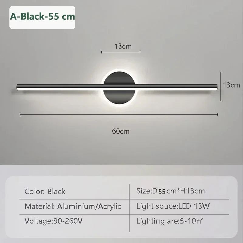 Arandela de Parede LED Linear Fixa 40 e 55cm - Iluminação Moderna para Quadros e Espelhos