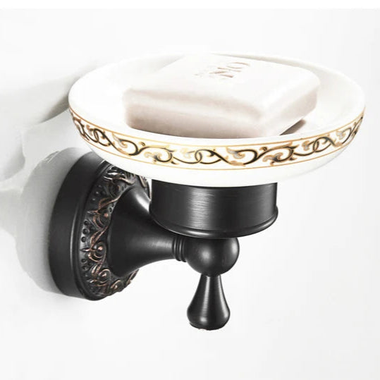 Saboneteira de Parede Vintage Bronze e Preto