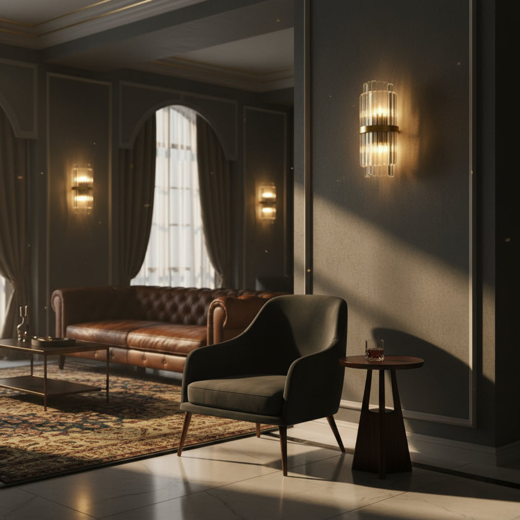 Arandela de Cristal Golden – Iluminação Sofisticada Art Deco