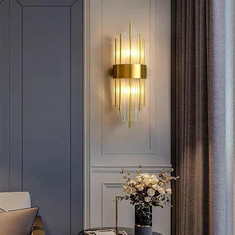 Arandela de Cristal Golden – Iluminação Sofisticada Art Deco