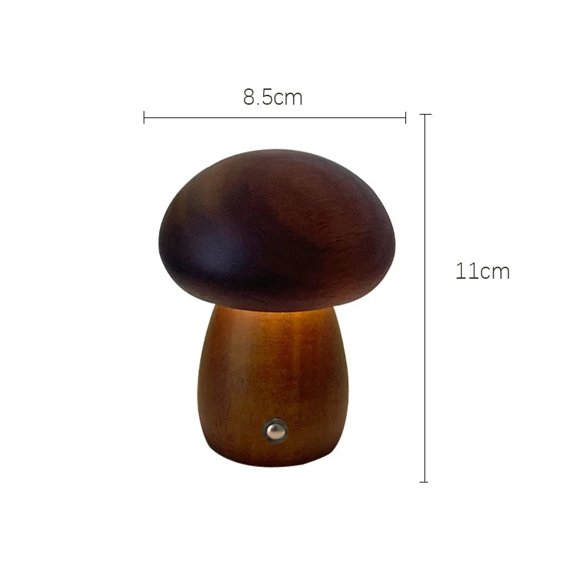 Wooden Mushroom Table Lamp – Dimmable Light, USB Charging and Sophisticated Design