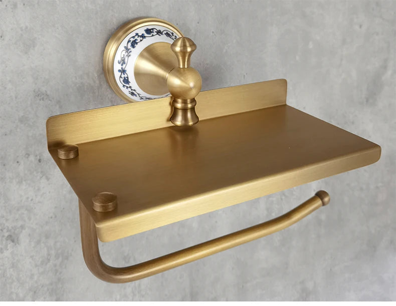 Porta Papel higiênico de Parede Vintage Bronze Retrô