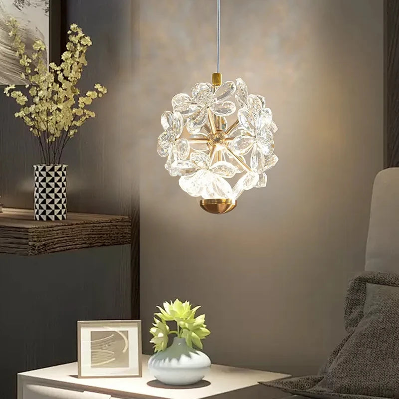 Pendente Safira Dourado Lustre Cristal