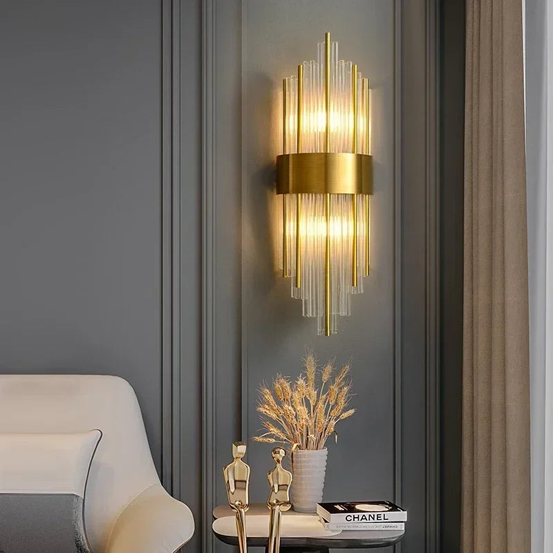 Arandela de Cristal Golden – Iluminação Sofisticada Art Deco