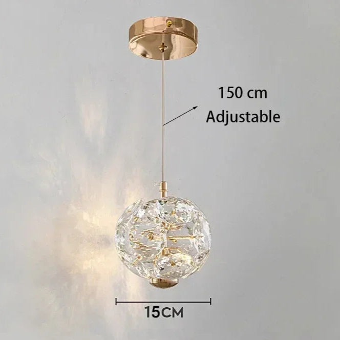 Pendente Safira Dourado Lustre Cristal