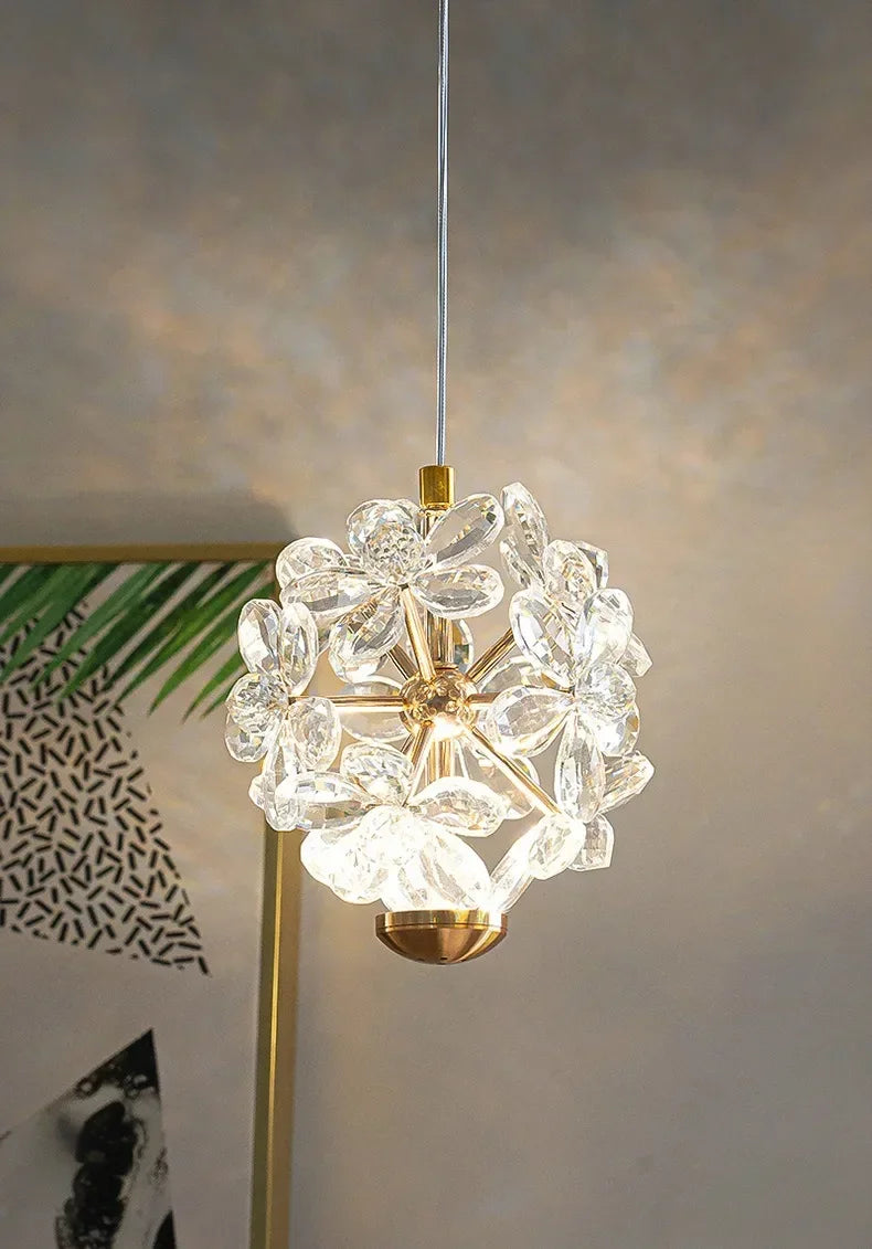 Pendente Safira Dourado Lustre Cristal