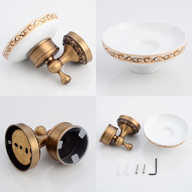 Saboneteira de Parede Vintage Bronze e Preto