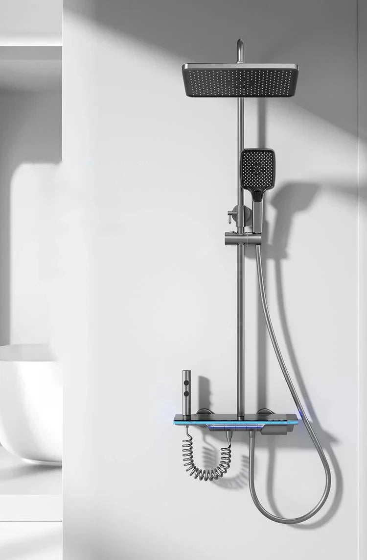 Wall Mounted Shower Head for Bathroom, LED Digital Panel Mixer