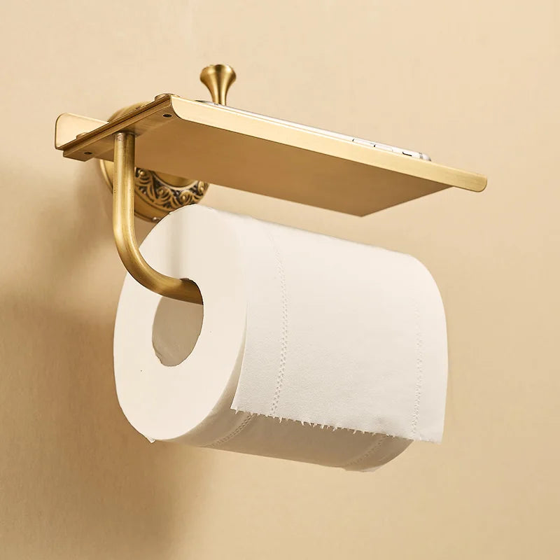 Porta Papel higiênico de Parede Vintage Bronze Retrô