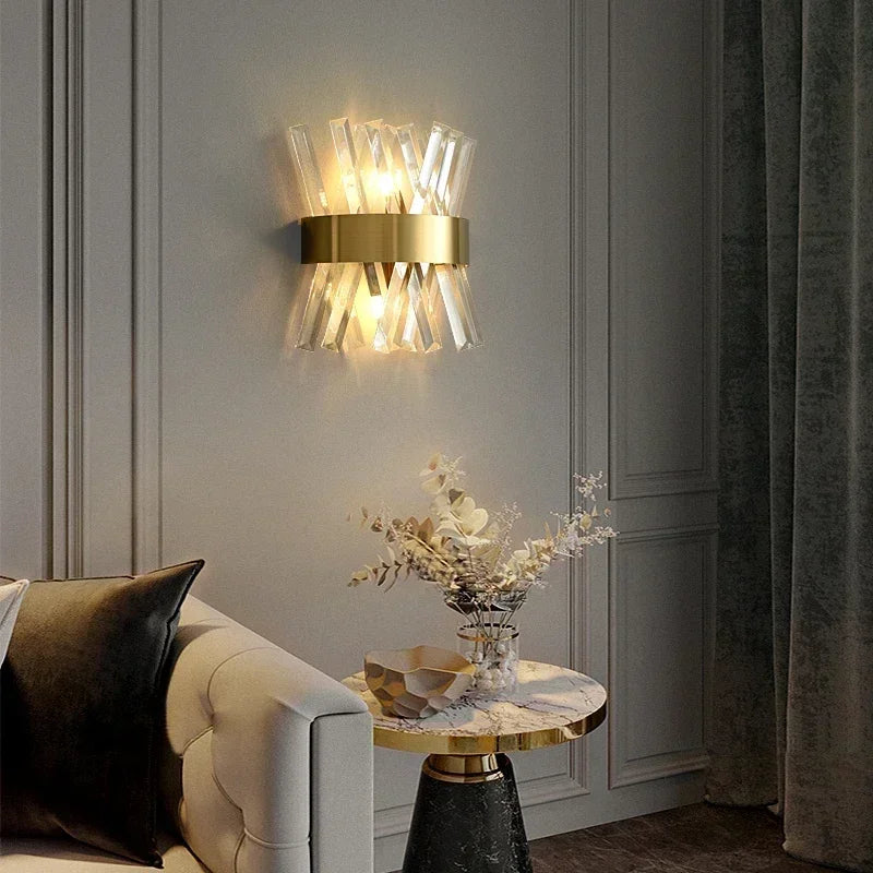 Arandela de Cristal Golden – Iluminação Sofisticada Art Deco