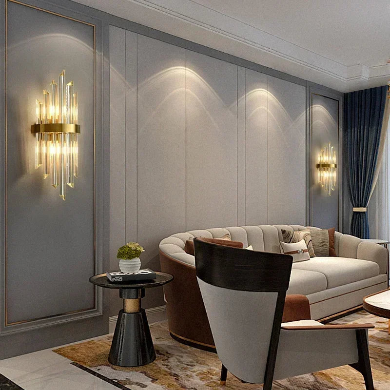 Arandela de Cristal Golden – Iluminação Sofisticada Art Deco