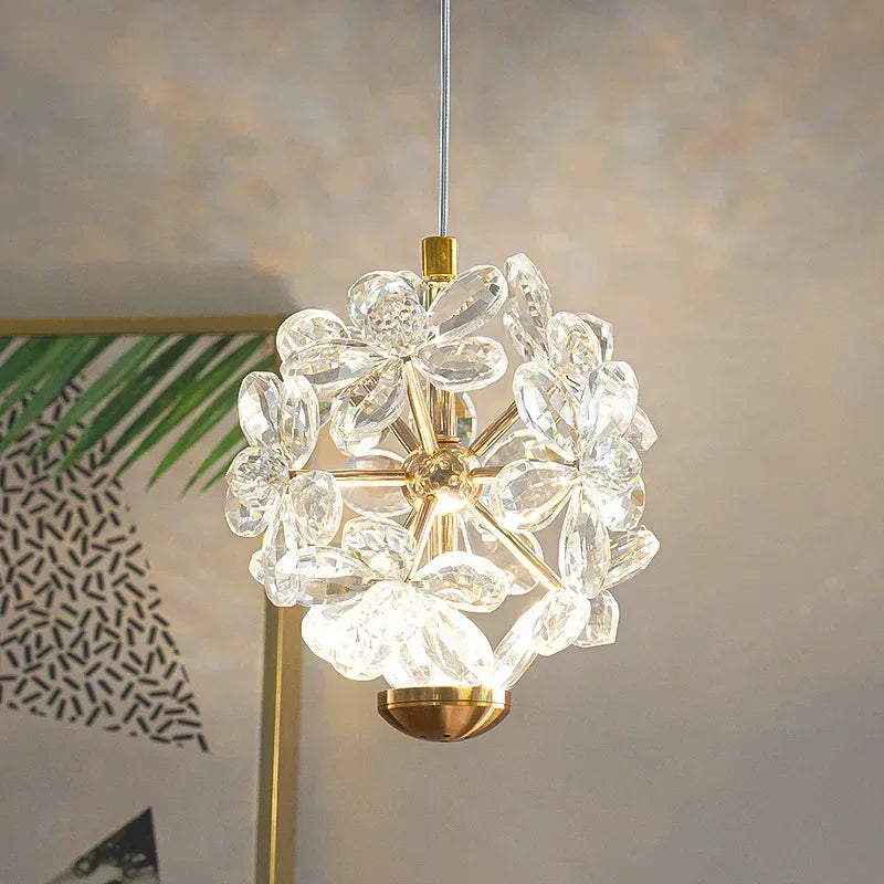 Pendente Safira Dourado Lustre Cristal