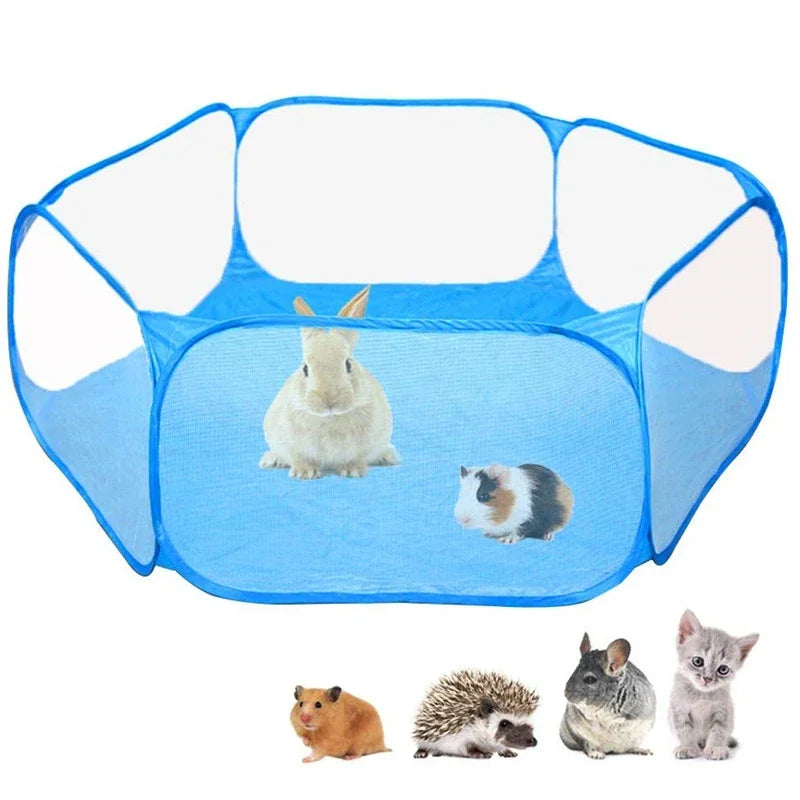 Cercado Portátil Transparente para Pequenos Animais – Cercado Dobrável Tipo Tenda para Cachorro, Hamster, Coelho, Porquinho-da-Índia