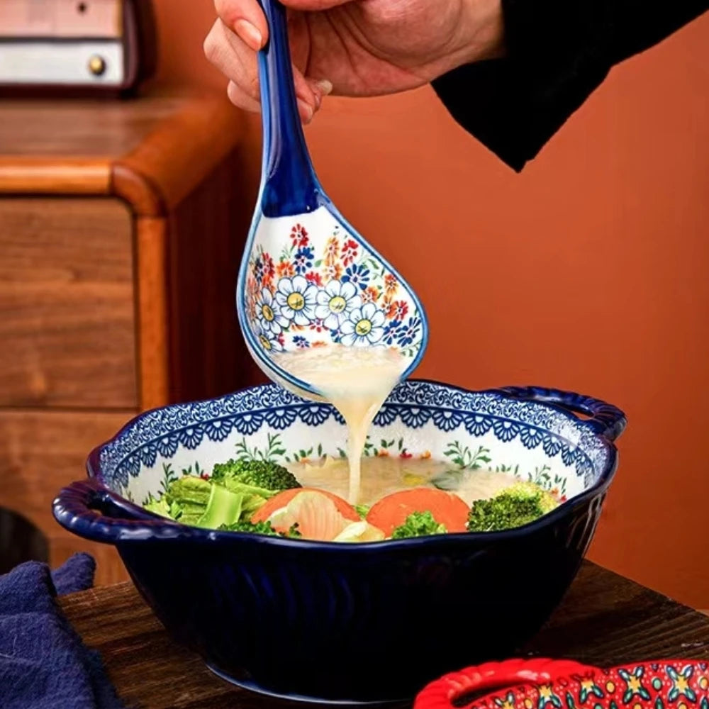 1L Hand Painted Ceramic Bowl: Elegance and Handcrafted Quality