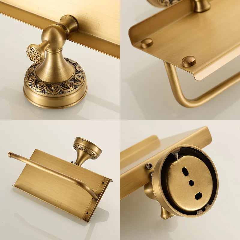 Porta Papel higiênico de Parede Vintage Bronze Retrô