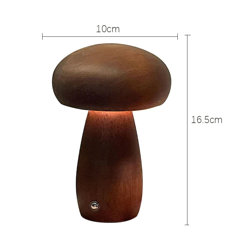 Wooden Mushroom Table Lamp – Dimmable Light, USB Charging and Sophisticated Design