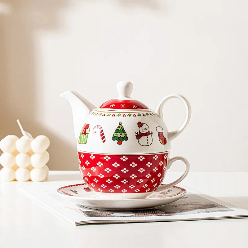 Bule Merry Christmas Cerâmica Premium