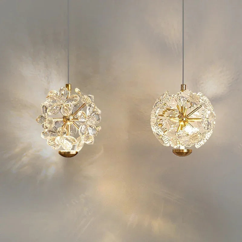 Pendente Safira Dourado Lustre Cristal