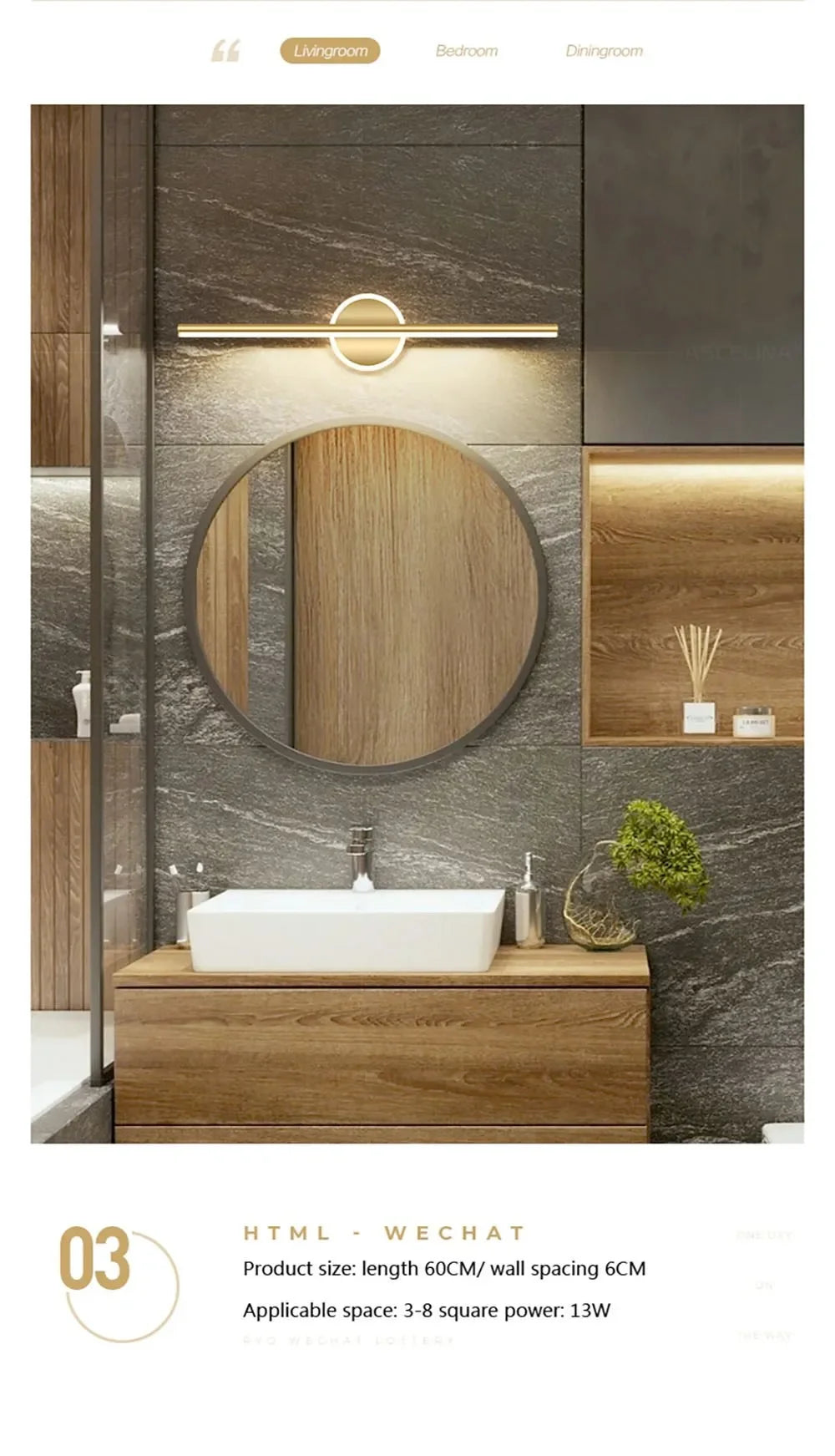 Arandela de Parede LED Linear Fixa 40 e 55cm - Iluminação Moderna para Quadros e Espelhos