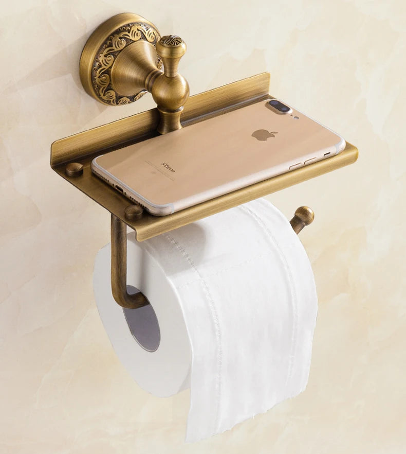 Porta Papel higiênico de Parede Vintage Bronze Retrô