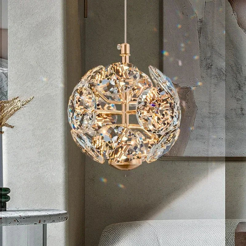 Pendente Safira Dourado Lustre Cristal