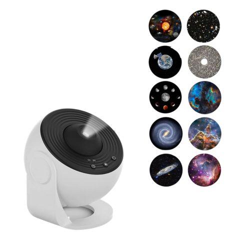 Projetor Galaxia Planetário Giratório 360 12 Cenários