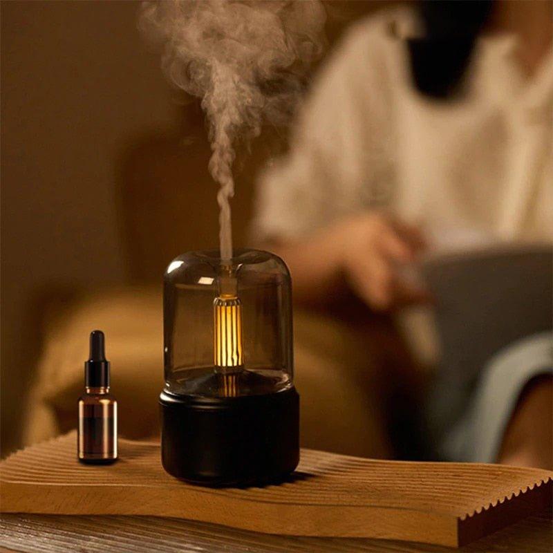 Luz de velas difusor aroma portátil 120ml usb umidificador de Ar - Decoronline+CO