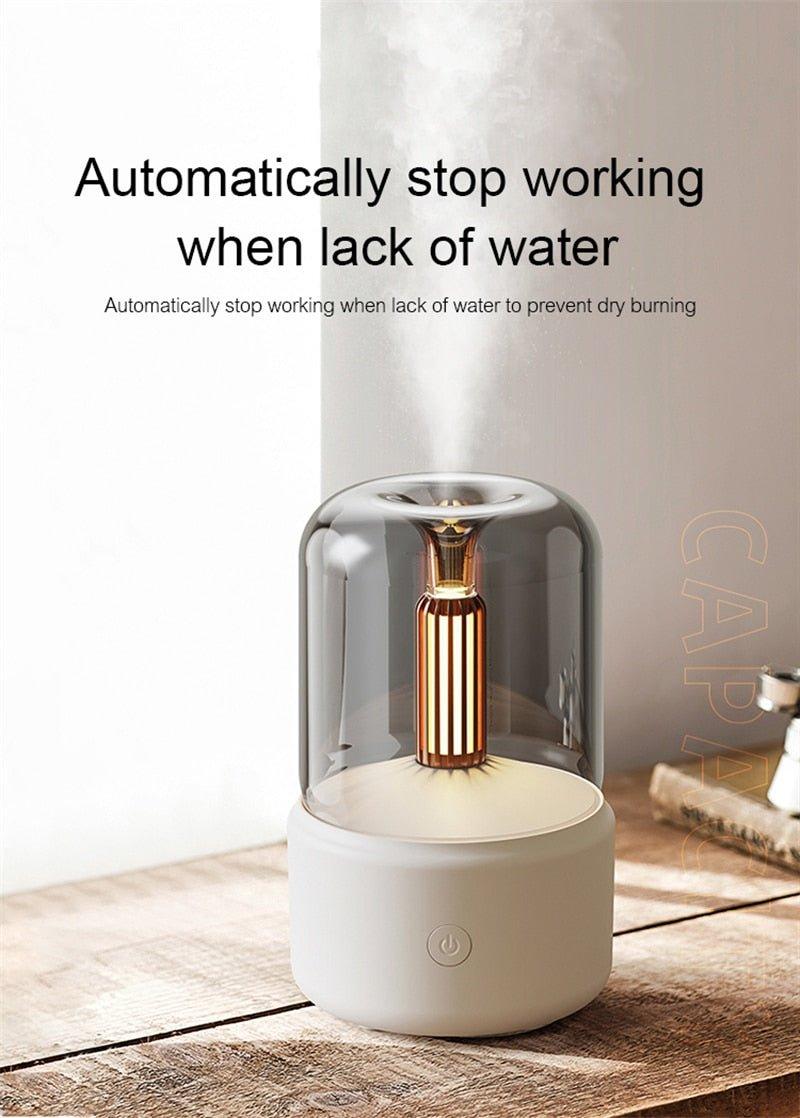 Luz de velas difusor aroma portátil 120ml usb umidificador de Ar - Decoronline+CO