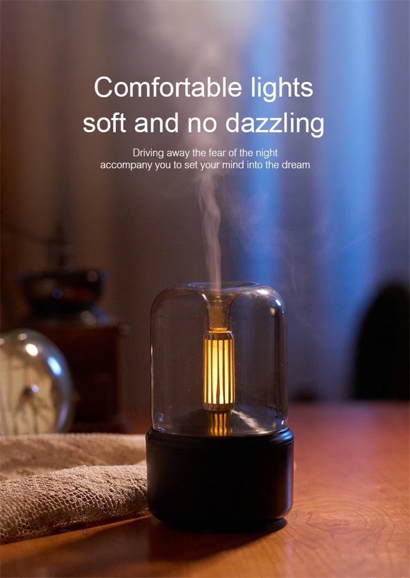 Luz de velas difusor aroma portátil 120ml usb umidificador de Ar - Decoronline+CO