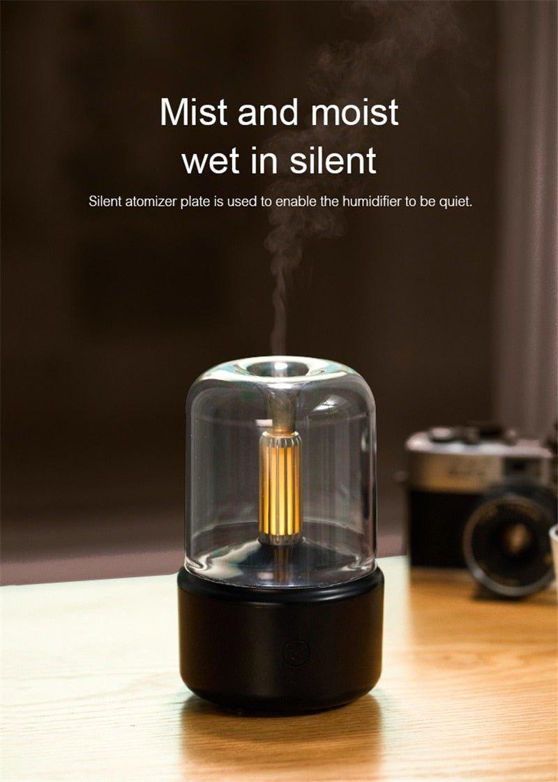Luz de velas difusor aroma portátil 120ml usb umidificador de Ar - Decoronline+CO